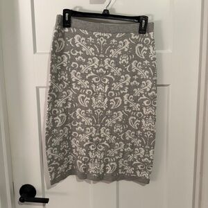 Merona Gray and Cream Patterned Sweater  Midi Pencil Skirt